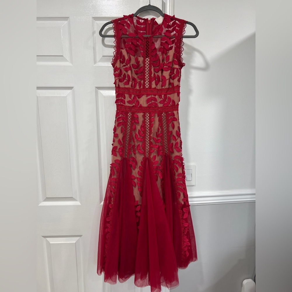 Bronx and Banco Red Lace Maxi Dress